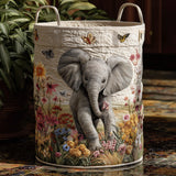 Elefante entre flores | Cesta para la colada acolchada