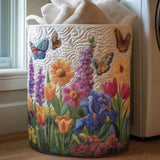 Flores y mariposas | Cesta para la colada acolchada
