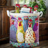 Gallinas de colores | Cesta para la colada acolchada