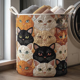 Gatos curiosos | Cesta para la colada acolchada