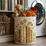 Libros y flores silvestres | Cesta para la colada acolchada