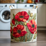 Amapolas rojas | Cesta para la colada acolchada