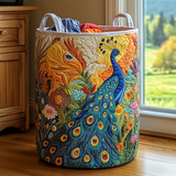 Pavo real | Cesta para la colada acolchada