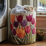 Tulipanes en flor | Cesta para la colada acolchada