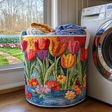 Tulipanes primaverales | Cesta para la colada acolchada